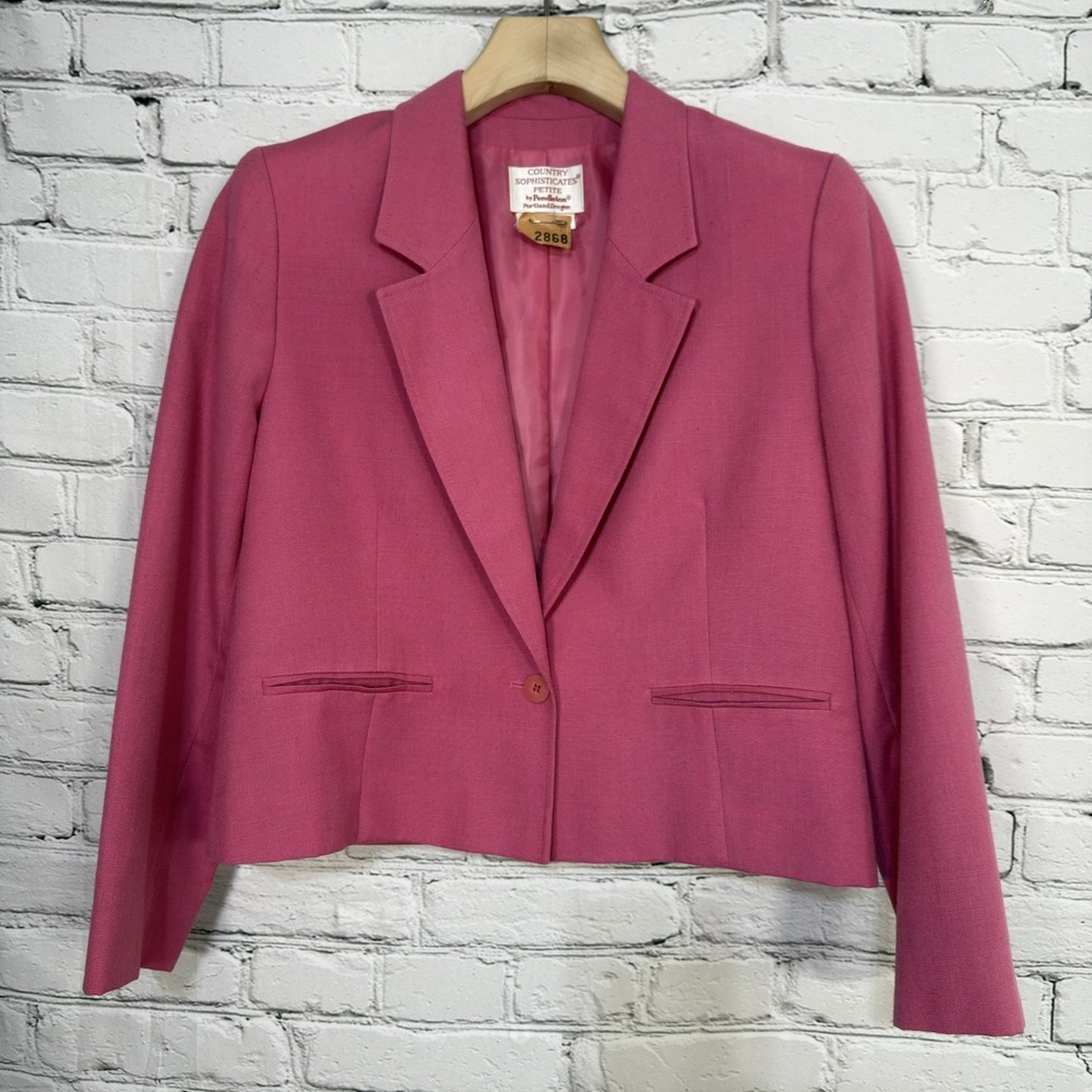 Vintage 70s Pendleton‎ Country Sophisticates Spencer Blazer 12 Pink Silk Blend
